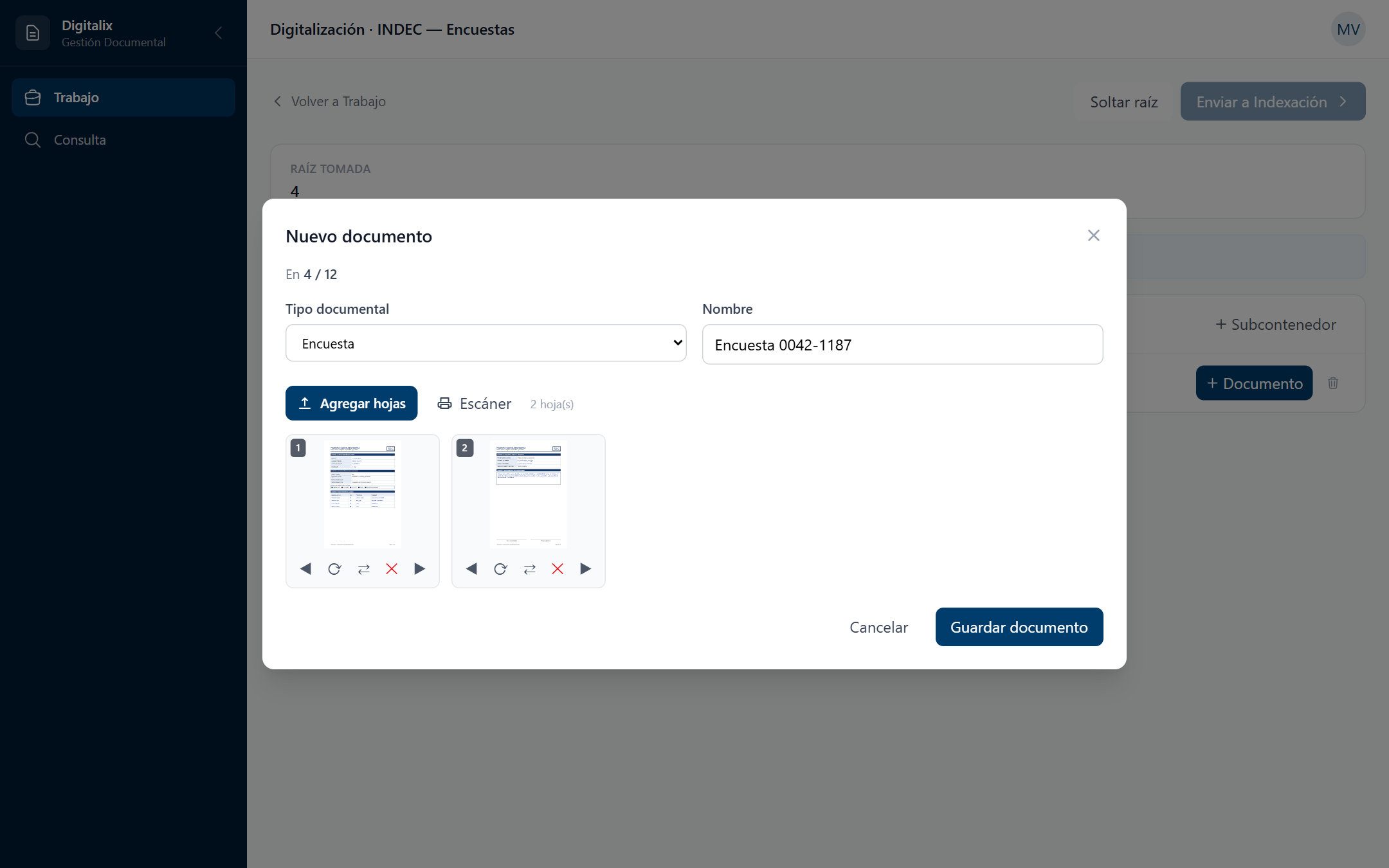 Carga y visor de documento